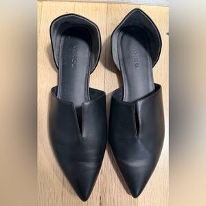 VINCE. Darlington d'Orsay Black Leather Pointed Toe V Notched size 7